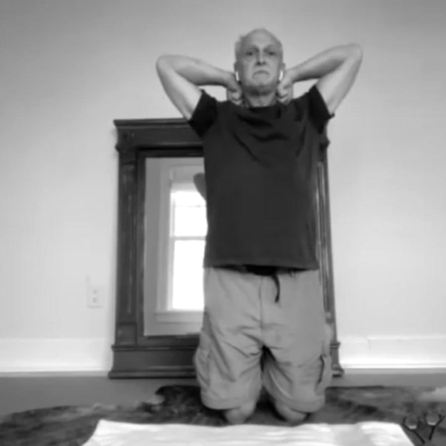 Allen Pittman opening the shoulders with the hands behind the neck