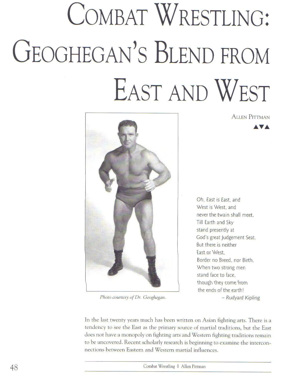 Opening page of Allen Pittman’s study of Tim Geoghegan’s training